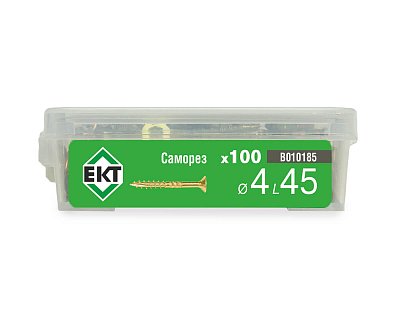 Саморез конструкционный 4.0х45, потай, желтый цинк, ЕКТ (пласт.конт./100шт)