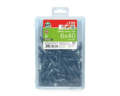 Дюбель-гвоздь GL, 6x40 гриб, п/п, ЕКТ (пласт.конт./100шт)