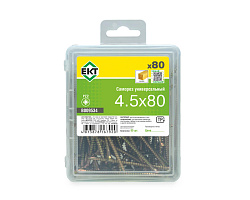 Саморез универсальный 4.5x80, желтый цинк, в пласт. контейнере, ЕКТ (упак/80шт)