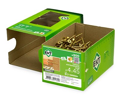 Саморез конструкционный 4.0х45, потай, желтый цинк, ЕКТ (кор. с окном/300шт)