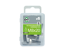 Болт с шестигранной головкой M8х20, DIN933, НЕРЖ. СТАЛЬ, ЕКТ (упак/6шт)