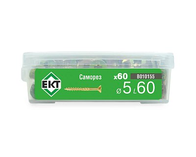 Саморез конструкционный 5.0х60, потай, желтый цинк, ЕКТ (пласт.конт./60шт)