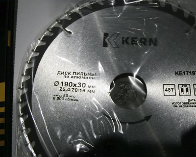 Диск пильный по дереву 190x30/25.4/20/16мм 48 зубьев KERN (шт) (Уценка)
