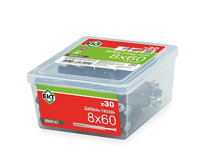 Дюбель-гвоздь GL, 8x60 потай, п/п, ЕКТ (пласт.конт./30шт)