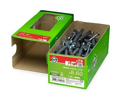 Дюбель-гвоздь GL, 8x60 потай, п/п, ЕКТ (кор. с окном/75шт)