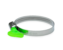 Хомут червячный (25-38 мм), ширина9 мм, тип бабочка, НЕРЖ.СТАЛЬ SS201, W2, винт оцинк. (упак/50шт)