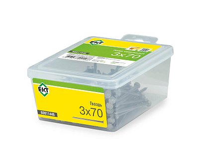 Гвоздь строительный 3,0х70 в пласт. контейнере (упак/0,4кг)