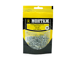 Саморез универсальный 3.5x16, белый цинк, дой-пак S, МОНТАЖ (пакет/100шт)