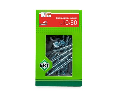 Дюбель-гвоздь GL, 10x80 цилиндр, п/п, ЕКТ (кор. с окном/25шт)