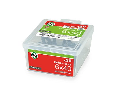 Дюбель-гвоздь GL, 6x40 потай, п/п, ЕКТ (пласт.конт./50шт)