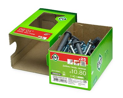 Дюбель-гвоздь GL, 10x80 цилиндр, п/п, ЕКТ (кор. с окном/25шт)