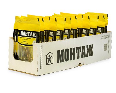 Саморез универсальный 5.0x90, желтый цинк, дой-пак S, МОНТАЖ (пакет/10шт)