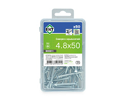Саморез с крыльчаткой 4.8х50, сверло, цинк, в пласт. контейнере, ЕКТ (упак/50шт)