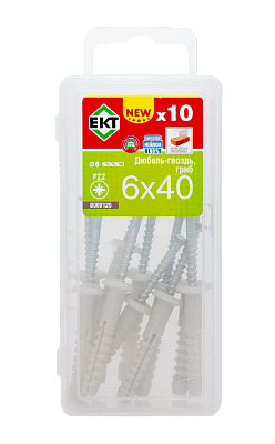Дюбель-гвоздь GL, 6x40 гриб, нейлон, ЕКТ (мини-конт./10шт)
