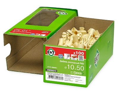 Дюбель распорный PND 10x50, нейлон, ЕКТ (кор. с окном/100шт)