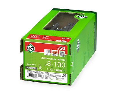 Дюбель-гвоздь GL, 8x100 цилиндр, п/п, ЕКТ (кор. с окном/50шт)