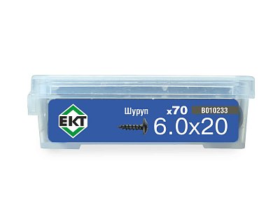 Шуруп с увеличенной прессшайбой, 6x20 острый, фосфат, ЕКТ (пласт.конт./70шт)