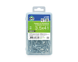 Саморез по ГК со сверлом 3.5х41, частый шаг (к металлу), цинк, в пласт. контейнере, ЕКТ (упак/100шт)