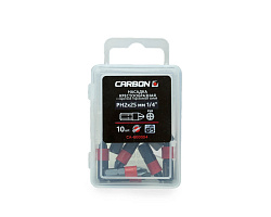 Насадка крестообразная PH2х25мм 1/4" G5, с короткой торсионной зоной в боксе CARBON (упак/10шт)