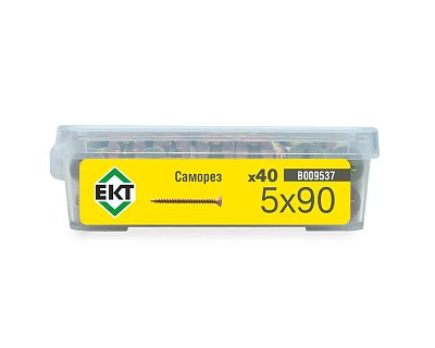 Саморез универсальный 5.0x90, желтый цинк, в пласт. контейнере, ЕКТ (упак/40шт)
