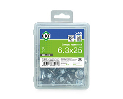 Саморез кровельный  6,3х25 сверло, цинк, с резиновой прокладкой, в пласт. контейнере (упак/45шт)