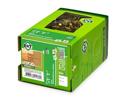 Саморез конструкционный 4.0х45, потай, желтый цинк, ЕКТ (кор. с окном/300шт)