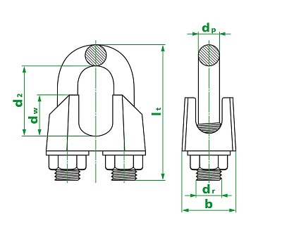 Зажим канатный М12, DIN741 (упак/10шт)