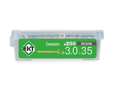 Саморез конструкционный 3.0x35, потай, желтый цинк, ЕКТ (пласт.конт./200шт)