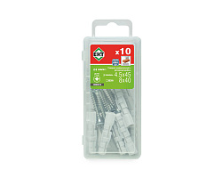 Саморез, цинк 4,5х45 + распорный дюбель DSD S 8х40, нейлон (упак/10шт)