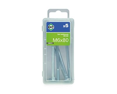 Болт мебельный 6х 80, цинк, прочн. 4.8 DIN 603, (упак/5шт)