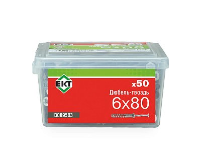 Дюбель-гвоздь GL, 6x80 потай, п/п, ЕКТ (пласт.конт./50шт)