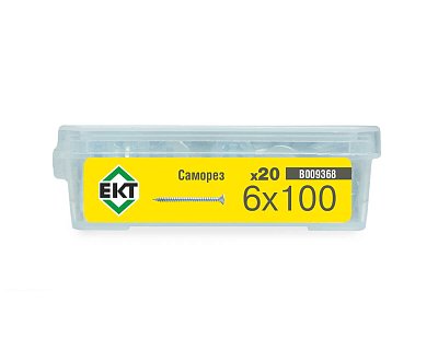 Саморез универсальный 6.0х100, белый цинк в пласт. контейнере (упак/20шт) ЕКТ