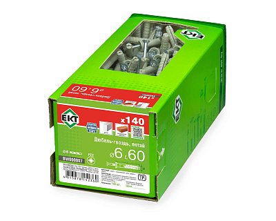 Дюбель-гвоздь GL, 6x60 потай, нейлон, ЕКТ (кор. с окном/140шт)