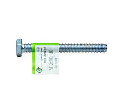 Болт с шестигранной головкой М12х100/100, DIN933 (ГОСТ 7798-70), прочн. 8.8, цинк, ЕКТ (с этик./1шт)