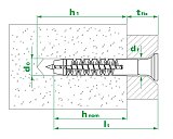 Дюбель-гвоздь US, 6x40 потай, п/в, МОНТАЖ (дой-пак L/100шт)