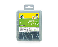 Саморез кровельный с резин. прокл. 4.8x70, сверло PT1, RAL9005, в пласт. контейнере, ЕКТ (упак/30шт)