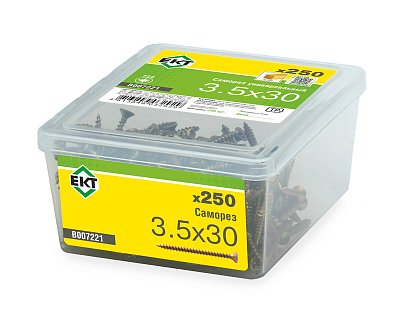 Саморез, желтый цинк 3,5х30 в пласт. контейнере (упак/250шт)