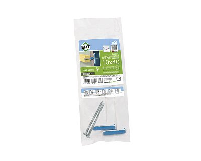 Дюбель для гипсокартона TWIN PAK 10x40, 2-х комп., нейлон, с шурупом, ЕКТ (пакет/2шт)