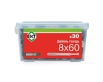 Дюбель-гвоздь GL, 8x60 потай, п/п, ЕКТ (пласт.конт./30шт)