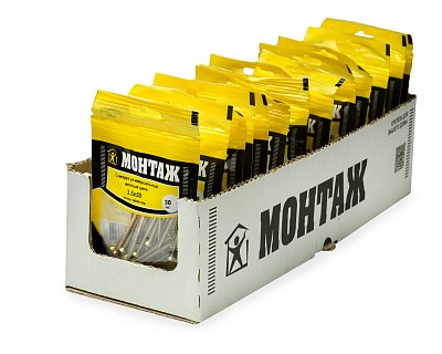Саморез универсальный 3.5x50, желтый цинк, дой-пак S, МОНТАЖ (пакет/30шт)