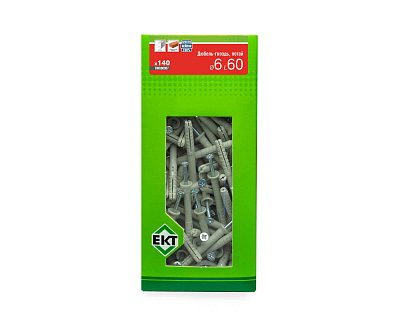 Дюбель-гвоздь GL, 6x60 потай, нейлон, ЕКТ (кор. с окном/140шт)