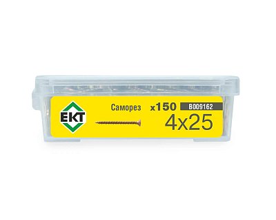 Саморез, желтый цинк 4,0х25 в пласт. контейнере (упак/150шт)
