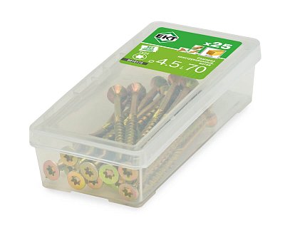 Саморез конструкционный 4.5х70, потай, желтый цинк, ЕКТ (мини-конт./25шт)