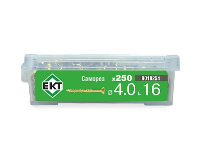 Саморез конструкционный 4.0x16, потай, желтый цинк, ЕКТ (пласт.конт./250шт)