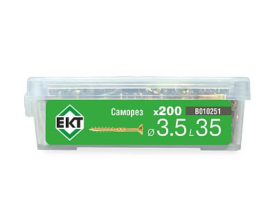 Саморез конструкционный 3.5x35, потай, желтый цинк, ЕКТ (пласт.конт./200шт)