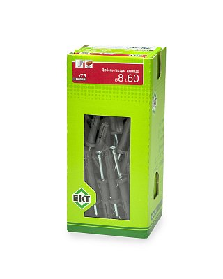 Дюбель-гвоздь GL, 8x60 цилиндр, п/п, ЕКТ (кор. с окном/75шт)