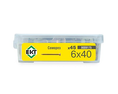 Саморез, желтый цинк 6,0х40 в пласт. контейнере (упак/45шт)