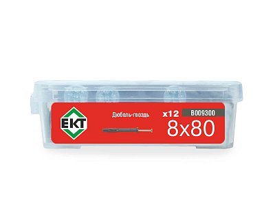 Дюбель-гвоздь GL, 8x80 цилиндр, п/п, ЕКТ (пласт.конт./12шт)