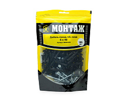 Дюбель-гвоздь US, 6x40 потай, п/в, МОНТАЖ (дой-пак L/100шт)