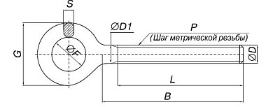 Винт с кольцом 8х80, с метрической резьбой, прочн. 4.8 (упак/25шт)